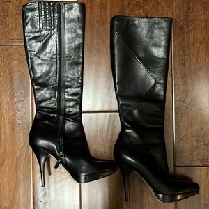 Italian Black Leather high heel boots (Via Spiga 6M)